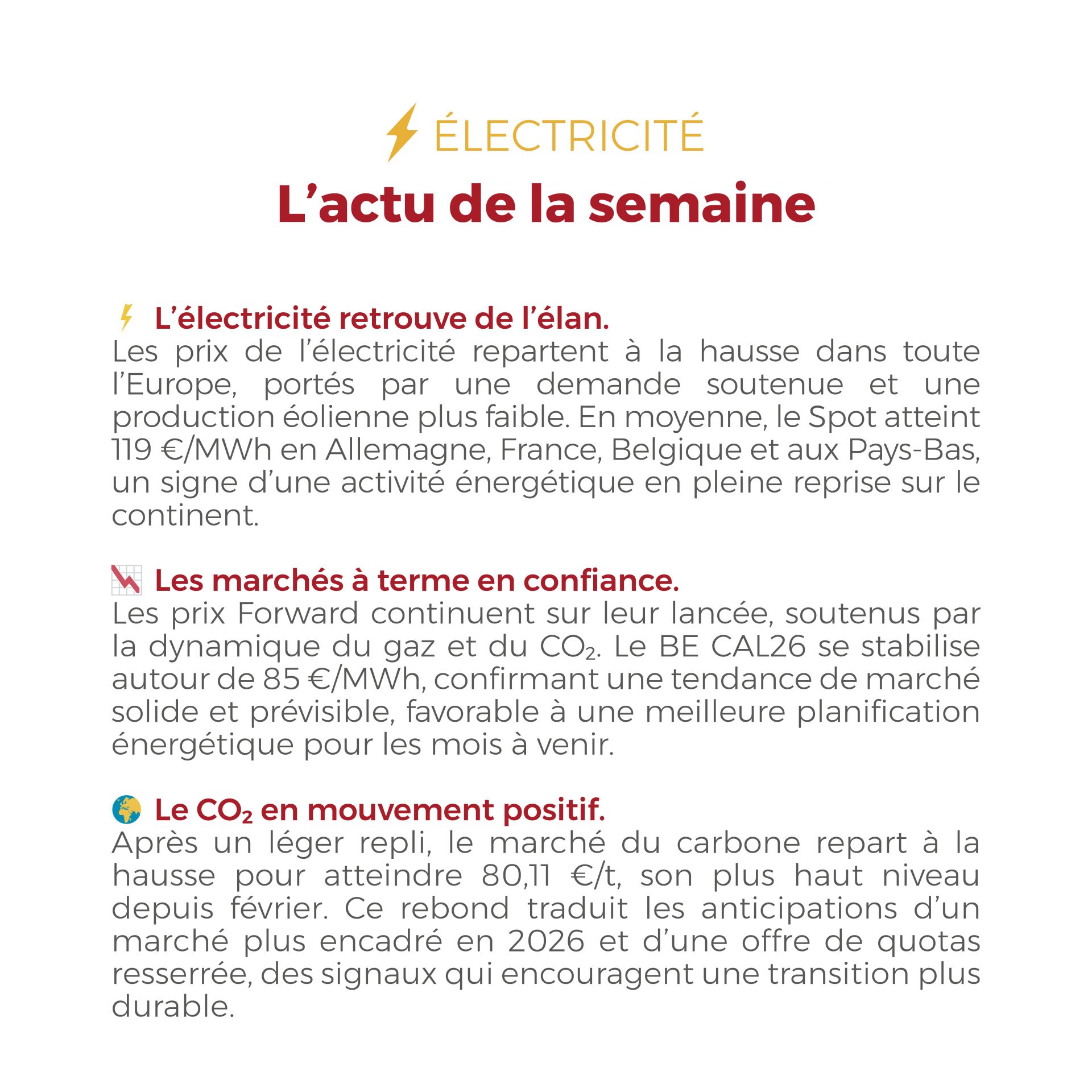 FLASHPOINT DU 6 AU 10 octobre 2025. L’actualité énergétique reste en mouvement : le gaz se redresse, l’électricité se stabilise et les marchés retrouvent leur équilibre.