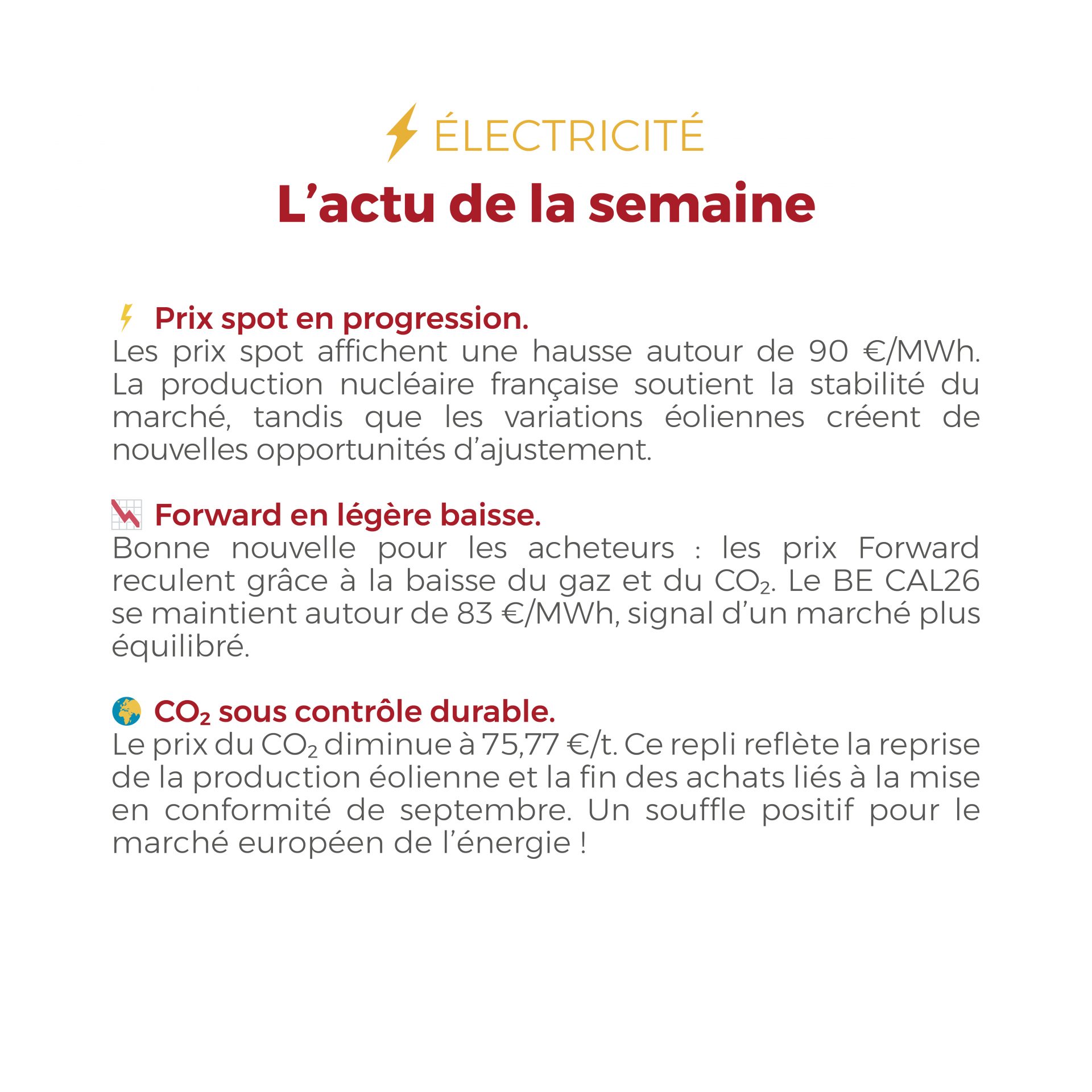 ⚡🔥 Bonne nouvelle côté énergie ! L’électricité se stabilise, le gaz recule : un contexte favorable qui ouvre la voie à de nouvelles opportunités d’économies. 🚀