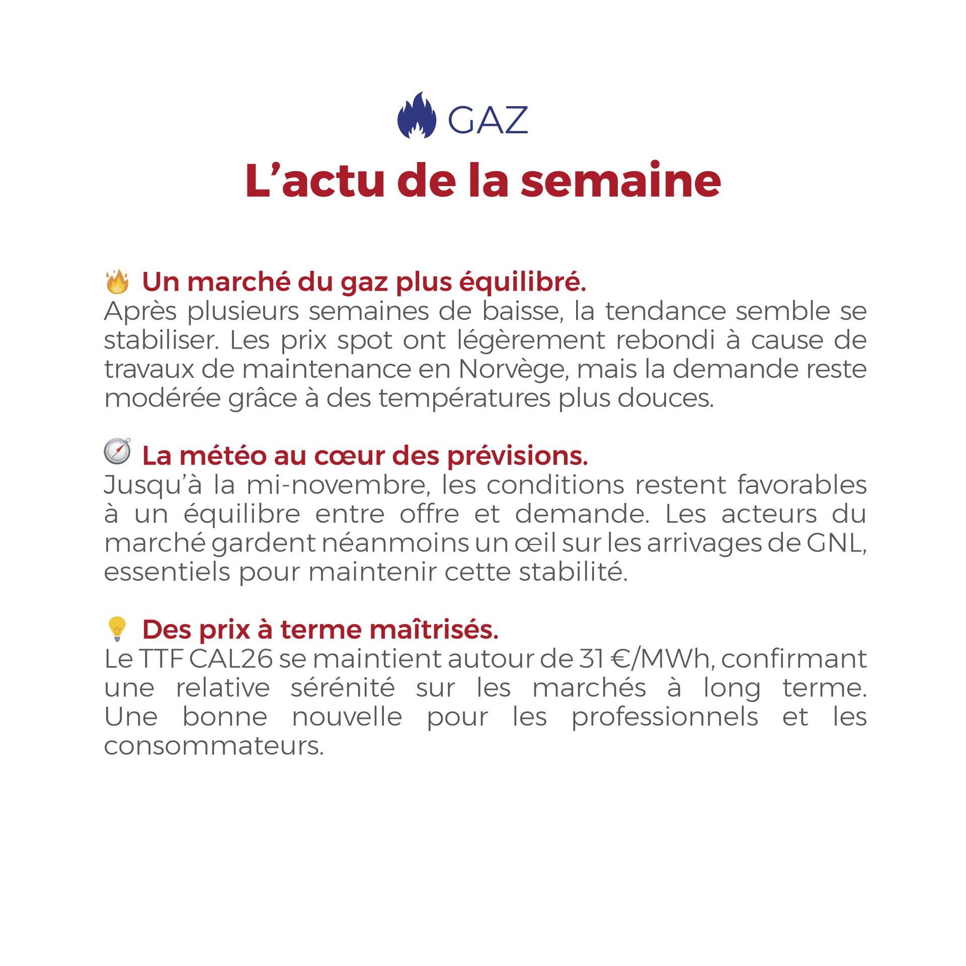 𝗙𝗟𝗔𝗦𝗛𝗣𝗢𝗜𝗡𝗧 du 27 au 31 octobre 2025 ⚡ Énergie : des signaux positifs malgré la météo capricieuse 🌦️ — notre FLASHPOINT hebdo est disponible !