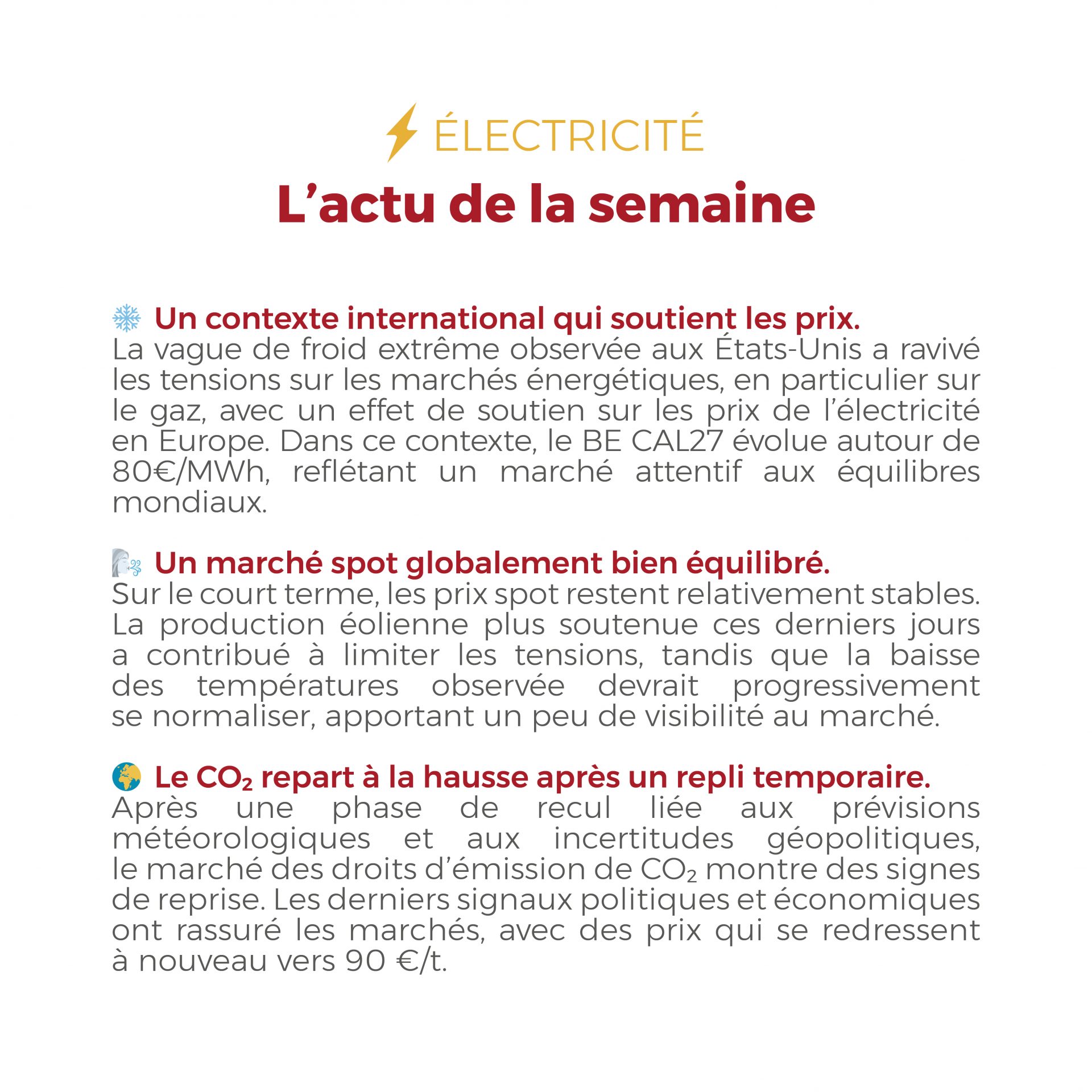 Électricité et gaz évoluent dans un contexte international tendu, entre contraintes d’offre, climat et marchés toujours sous surveillance. ⚡🔥