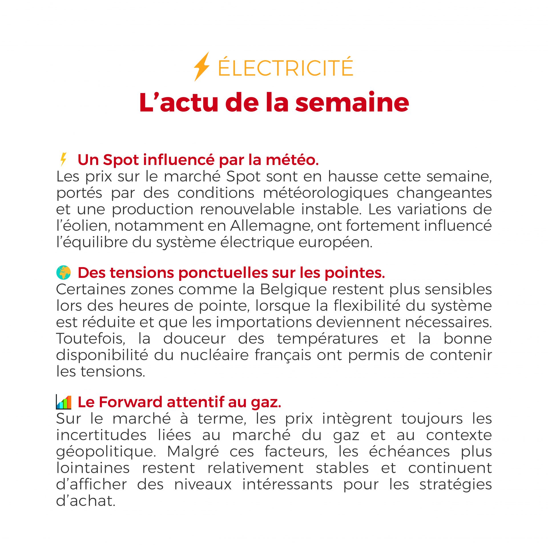 ⚡🔥 Entre tensions sur le gaz, volatilité des renouvelables et incertitudes géopolitiques, les marchés de l’énergie restent très sensibles cette semaine — découvrez notre Flashpoint pour comprendre les tendances du moment.