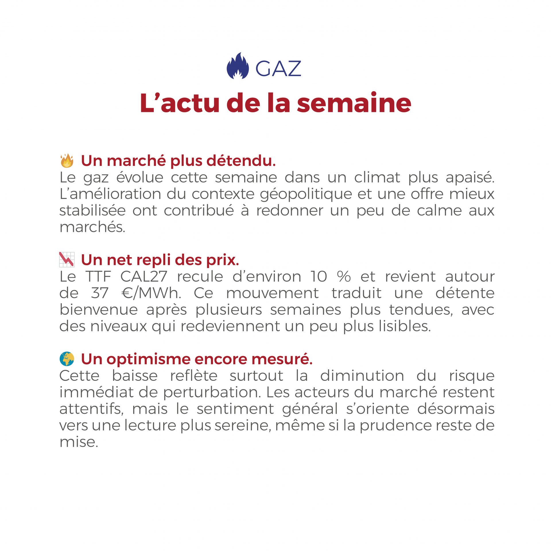 𝗙𝗟𝗔𝗦𝗛𝗣𝗢𝗜𝗡𝗧 du 7 au 10 avril 2026 ⚡🔥 Entre marché carbone en attente, gaz en repli et signaux géopolitiques plus favorables, les marchés de l’énergie retrouvent cette semaine un peu de visibilité, tout en restant à suivre de près.