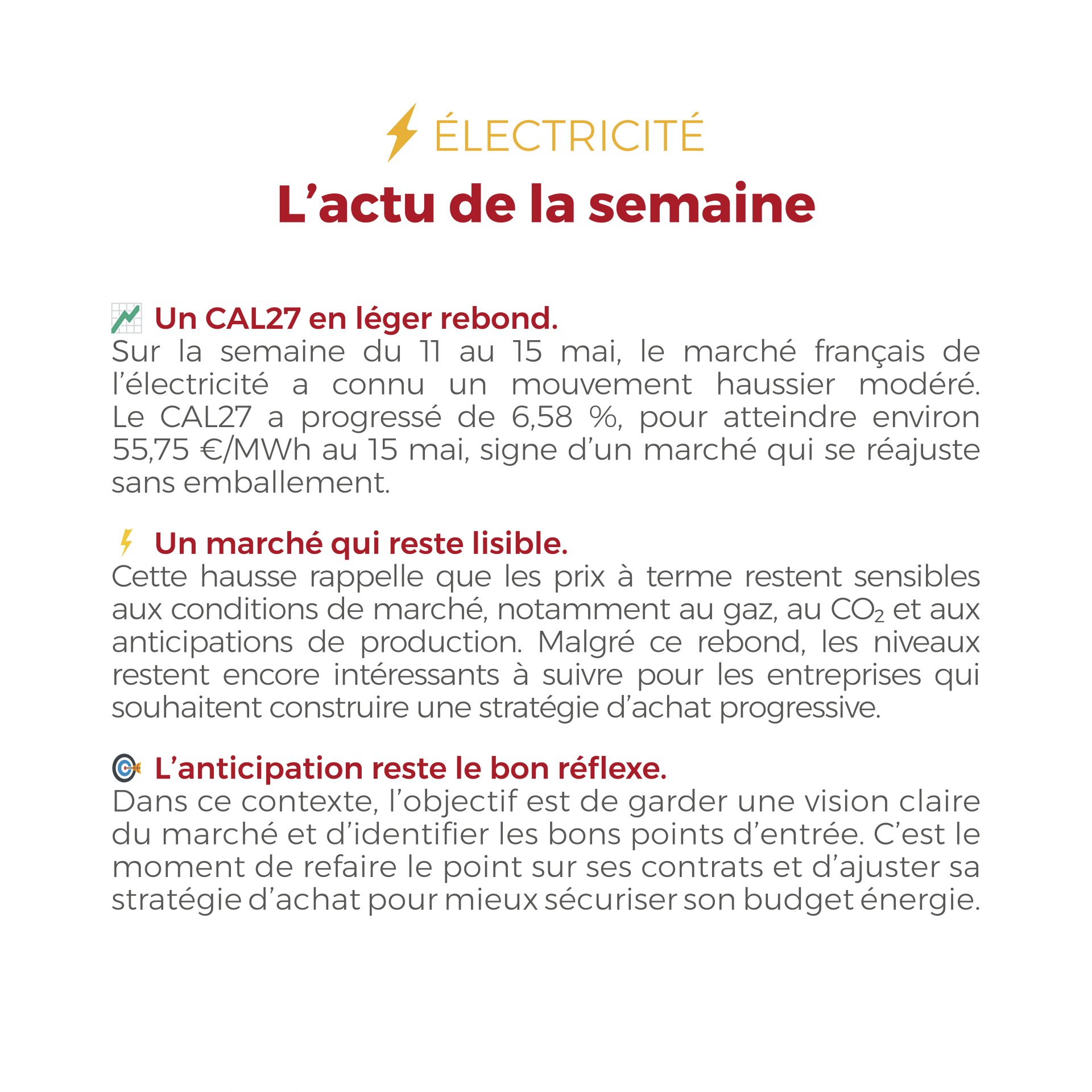 Les marchés de l’énergie restent actifs, entre ajustements sur les prix à terme et attention portée aux équilibres d’approvisionnement.