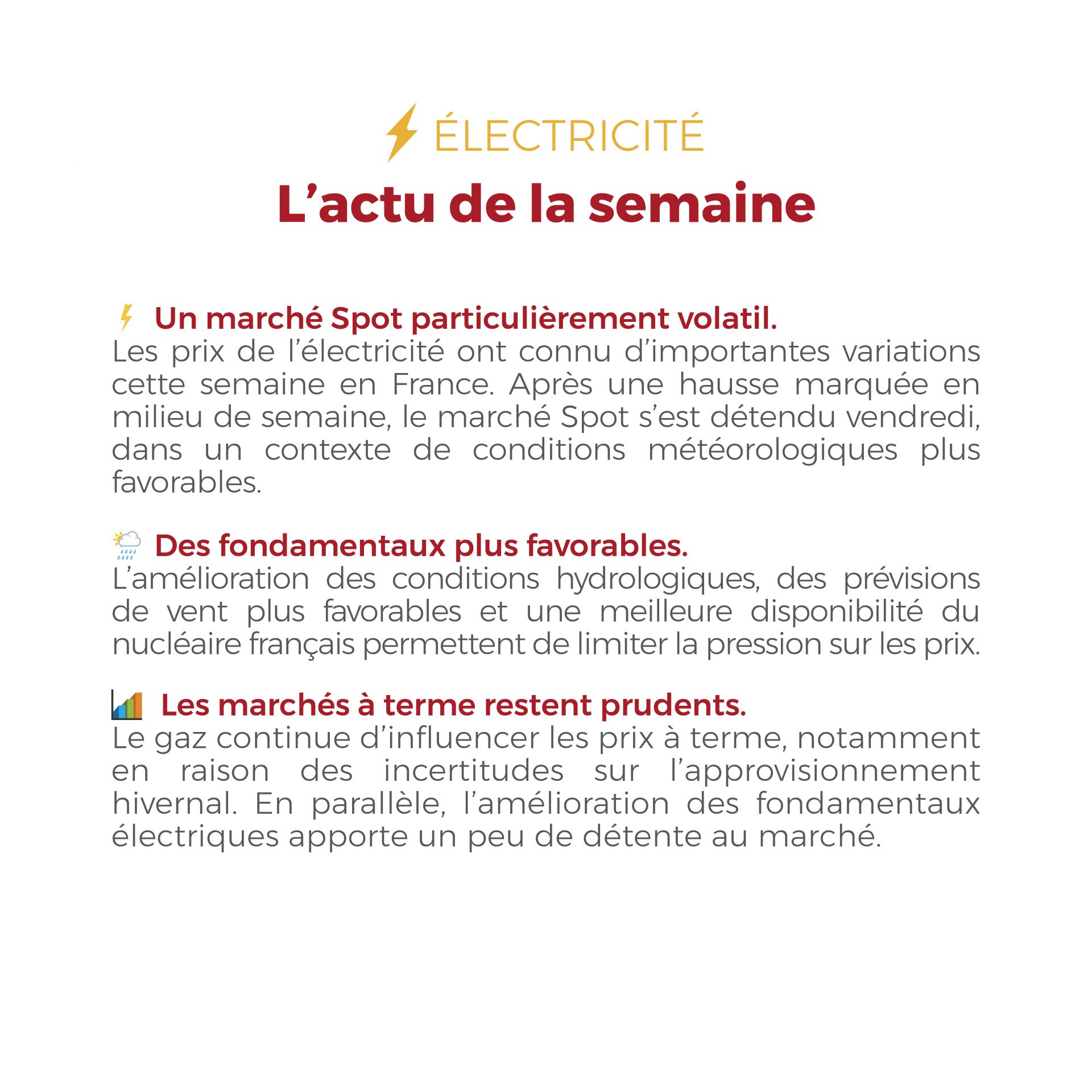 ⚡🔥 Électricité & Gaz : les marchés restent prudents à l’approche de l’automne, entre volatilité des prix de l’électricité, amélioration des fondamentaux et tensions persistantes sur l’approvisionnement en gaz.