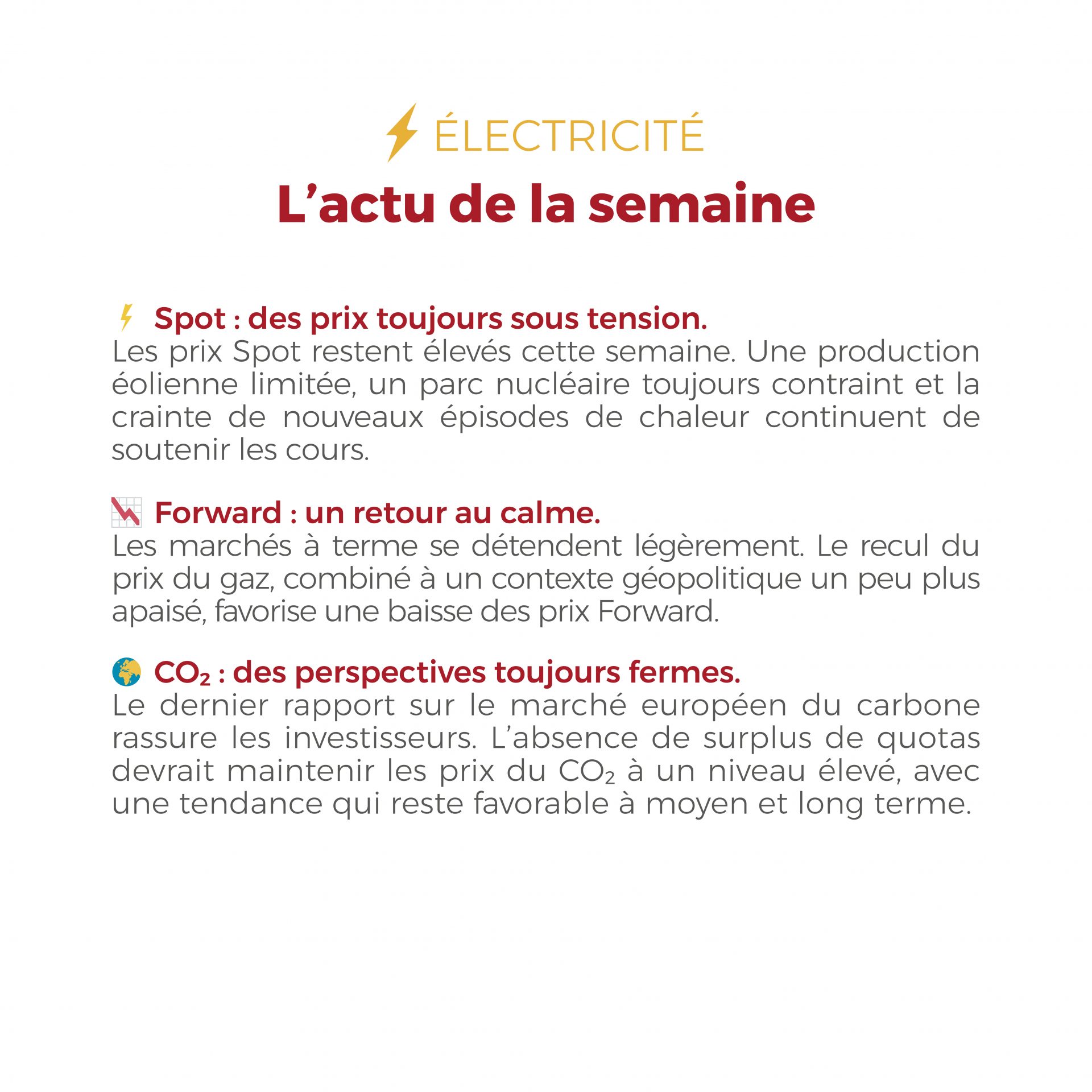 ⚡📈 Électricité et gaz : les marchés restent sous tension malgré un léger repli des prix à terme. Découvrez notre Flashpoint de la semaine pour comprendre les dernières évolutions et anticiper les tendances du marché. 👇 #FlashÉnergie #Flashpoint #Électricité #GazNaturel #Énergie #MarchéDeLEnergie #CourtageEnÉnergie #TransitionÉnergétique #VeilleÉnergétique