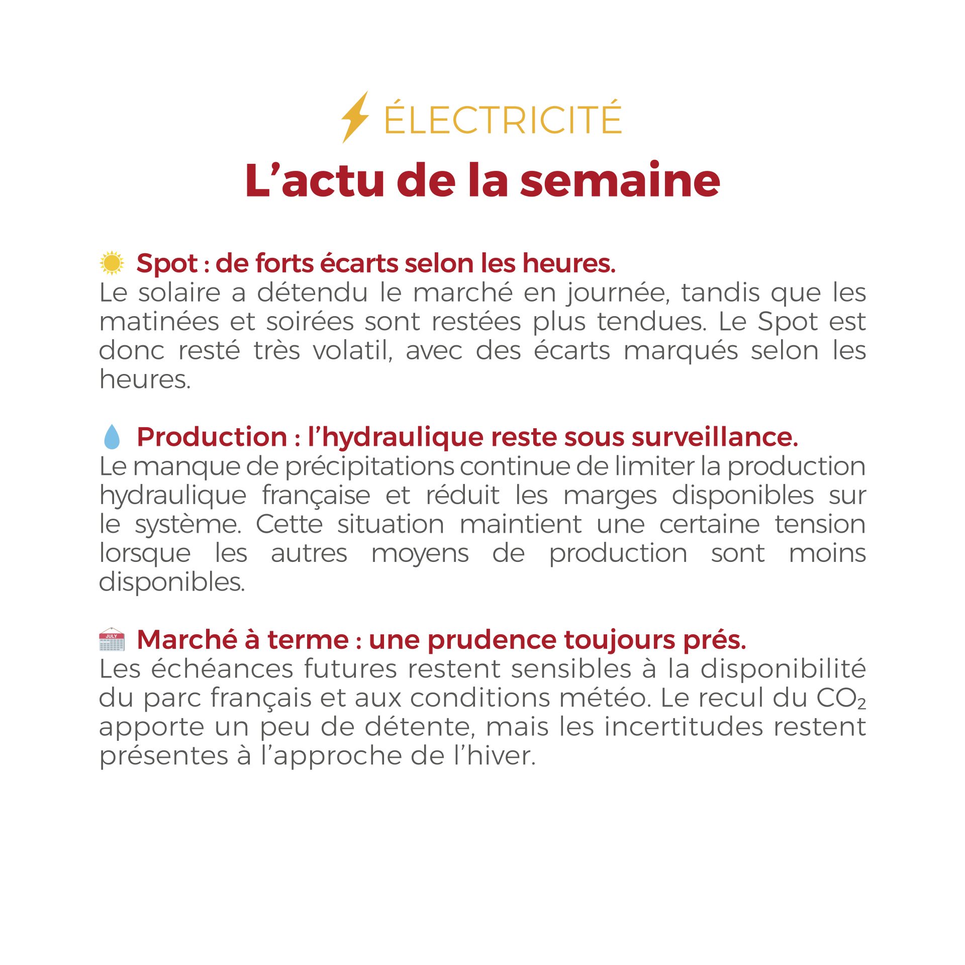 ⚡🔥 FLASHPOINT du 12 au 16 octobre — Électricité plus volatile selon les heures, gaz de nouveau orienté à la hausse : découvrez les principaux mouvements qui ont marqué les marchés de l’énergie